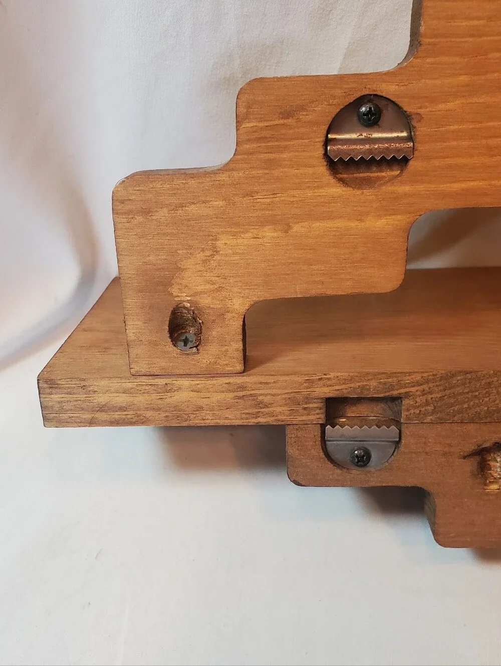 Rustic Wooden Wall Shelf Vintage Display Knick Knacks Reversible Retro MCM
